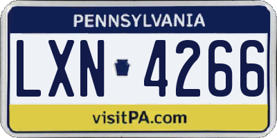 PA license plate LXN4266