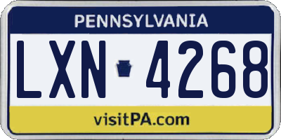 PA license plate LXN4268
