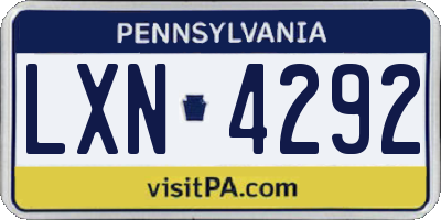 PA license plate LXN4292