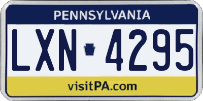 PA license plate LXN4295