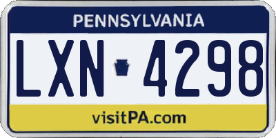 PA license plate LXN4298