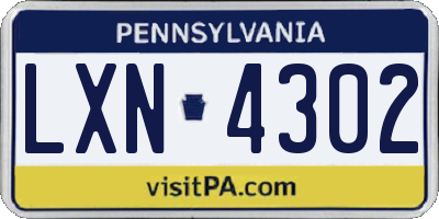 PA license plate LXN4302