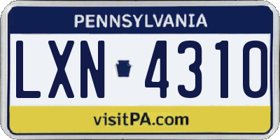 PA license plate LXN4310