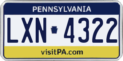 PA license plate LXN4322