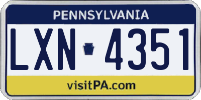 PA license plate LXN4351