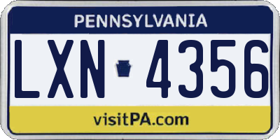 PA license plate LXN4356