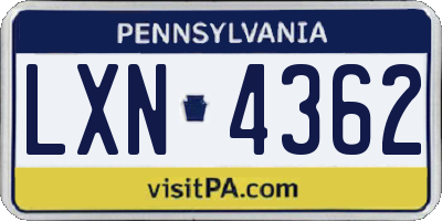 PA license plate LXN4362