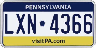 PA license plate LXN4366