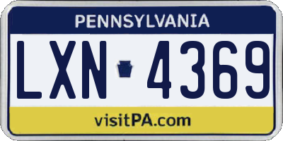 PA license plate LXN4369