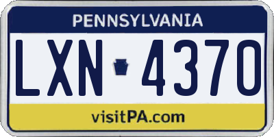 PA license plate LXN4370