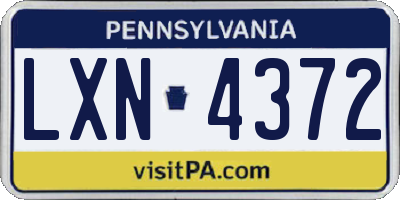 PA license plate LXN4372