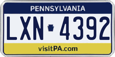 PA license plate LXN4392