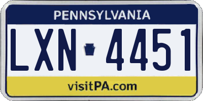 PA license plate LXN4451