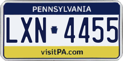 PA license plate LXN4455