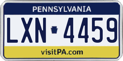 PA license plate LXN4459
