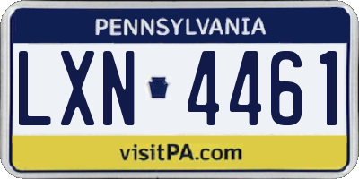 PA license plate LXN4461