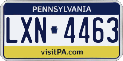 PA license plate LXN4463
