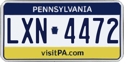 PA license plate LXN4472