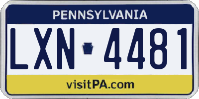 PA license plate LXN4481