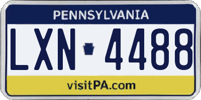 PA license plate LXN4488