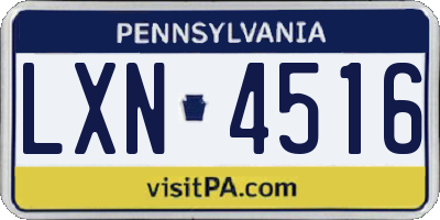 PA license plate LXN4516