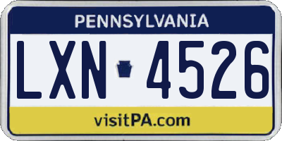 PA license plate LXN4526