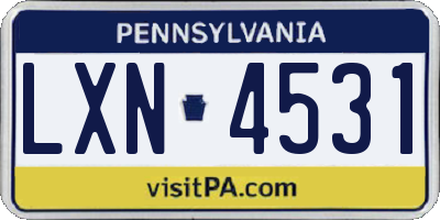 PA license plate LXN4531