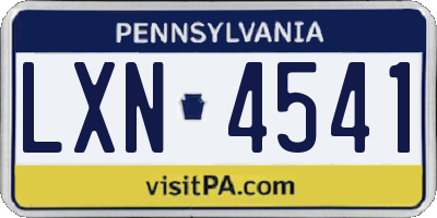 PA license plate LXN4541