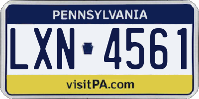 PA license plate LXN4561