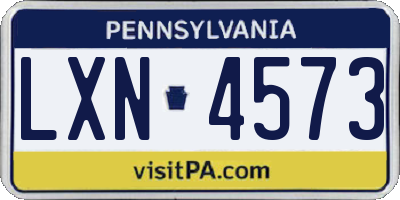 PA license plate LXN4573