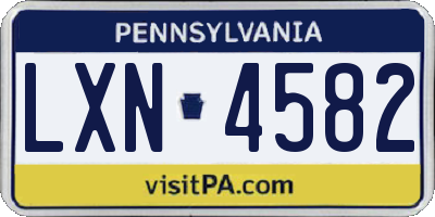 PA license plate LXN4582