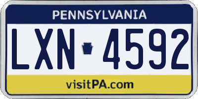 PA license plate LXN4592
