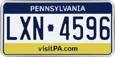 PA license plate LXN4596