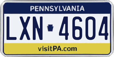 PA license plate LXN4604