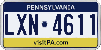 PA license plate LXN4611