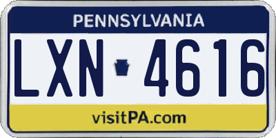 PA license plate LXN4616