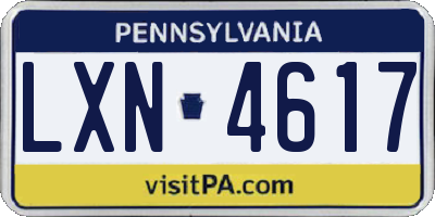 PA license plate LXN4617