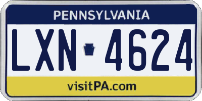 PA license plate LXN4624