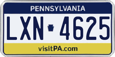 PA license plate LXN4625