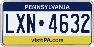 PA license plate LXN4632