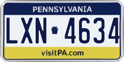 PA license plate LXN4634