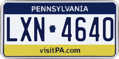PA license plate LXN4640