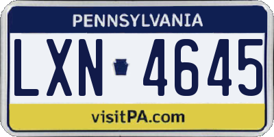 PA license plate LXN4645