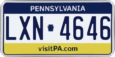 PA license plate LXN4646