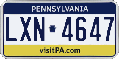 PA license plate LXN4647