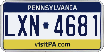 PA license plate LXN4681