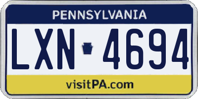 PA license plate LXN4694