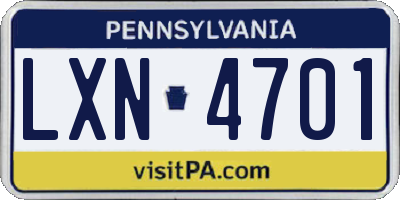 PA license plate LXN4701