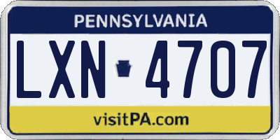 PA license plate LXN4707