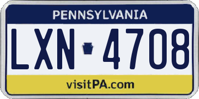 PA license plate LXN4708